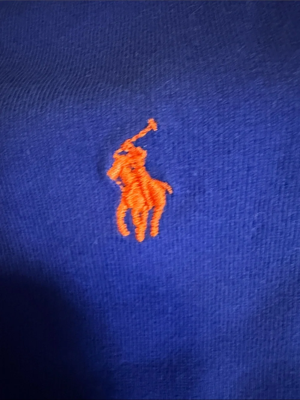 Polo by Ralph Lauren Royal Blue Long-Sleeve Crewneck Tee with Orange Pony